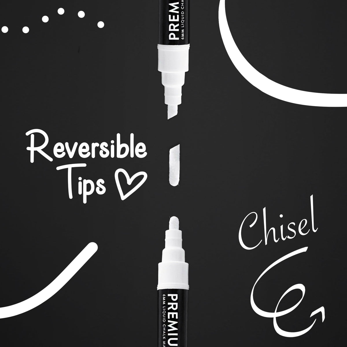 SAVVY & SORTED Erasable White Chalk Markers, 2PK 3mm Liquid Fine Tip Pens Chalkboard Bistro Marker for Glass Window Board