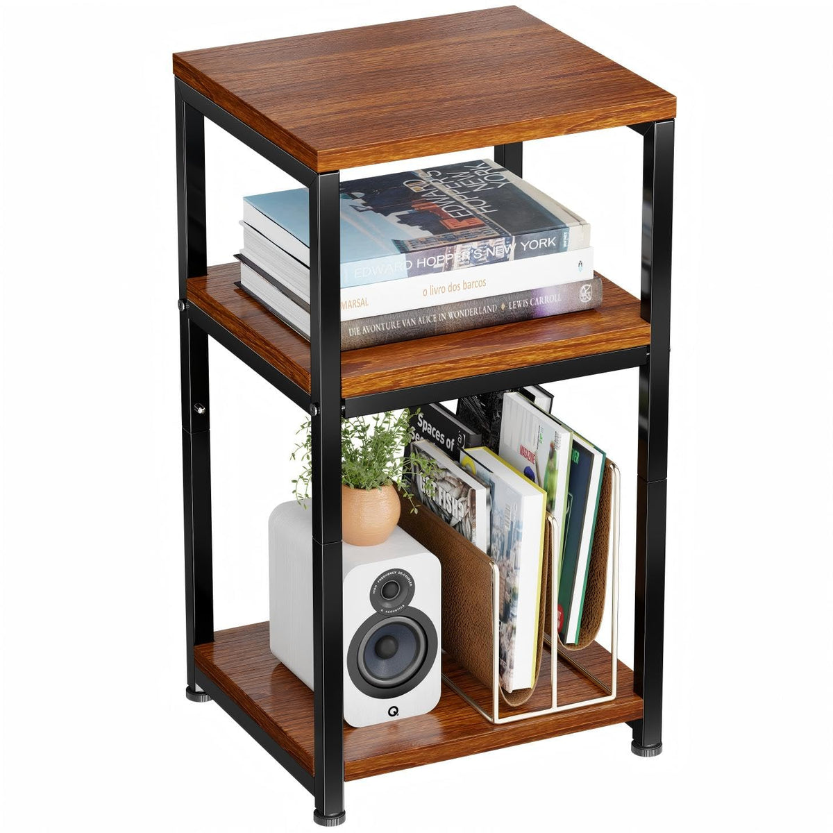 Ekisemio 3-Tier Side Table, End Table Nightstand for for Living Room & Small Spaces, Rustic Brown