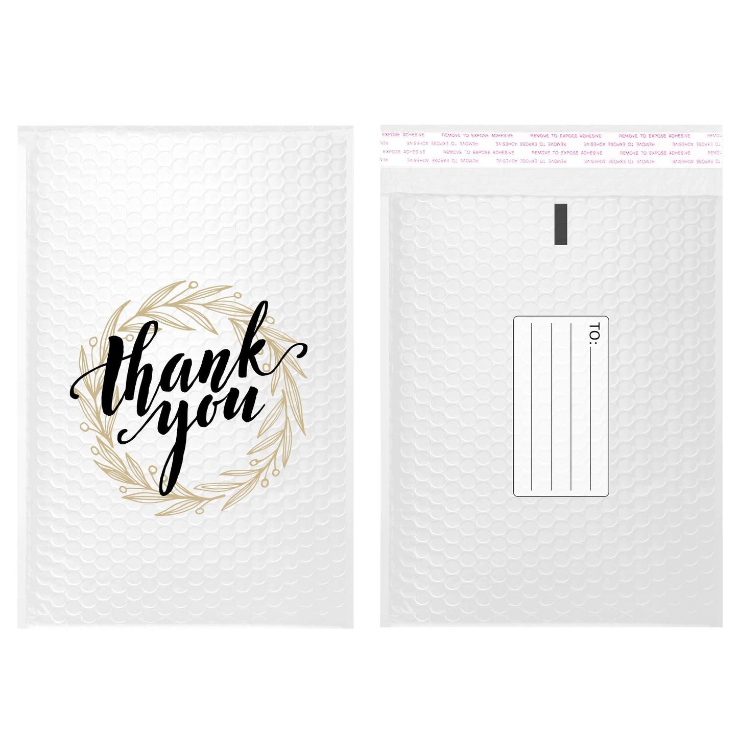 TONESPAC Bubble Mailers, 25Pcs 7x10 Inch Small Padded Envelopes, White Bubble Envelopes Bags Waterproof Self Seal Bubble Wrap Envelopes for Shipping, Mailing, Packaging(Thank You, #0 7x10 inch)