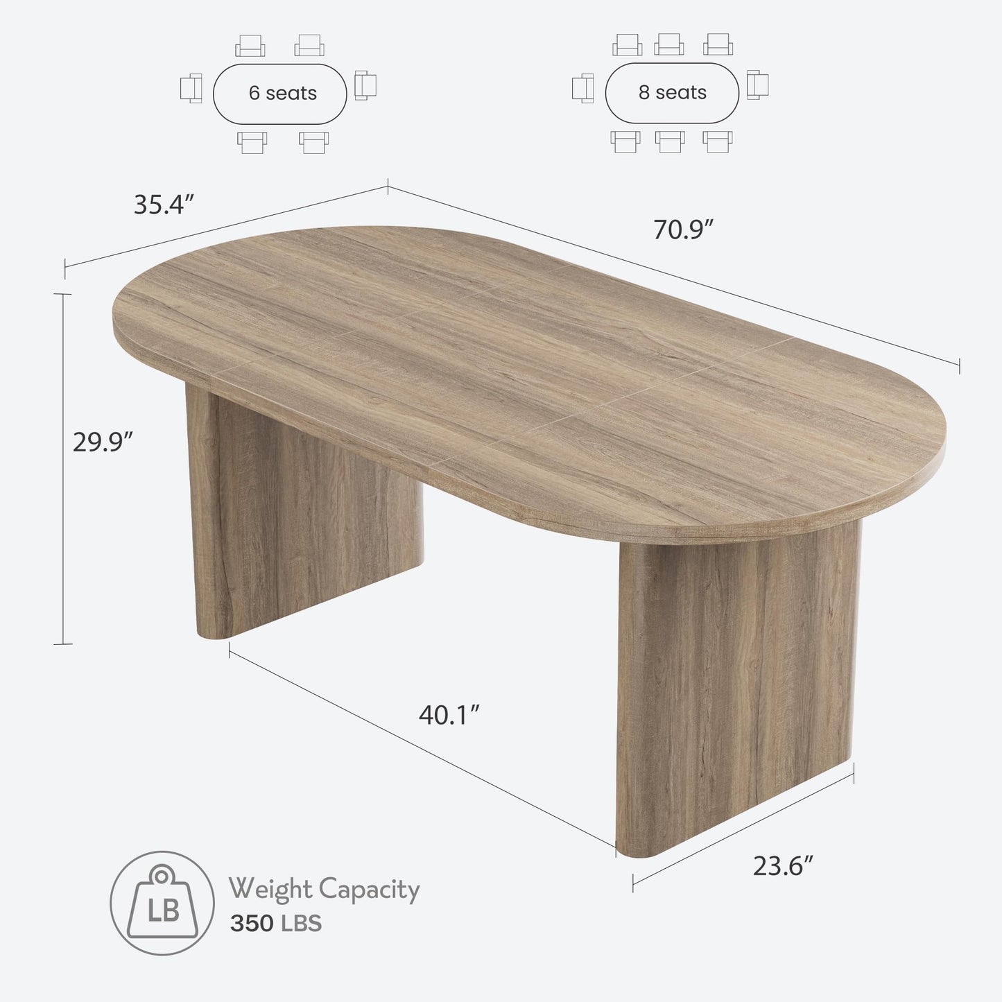 Garvee Oval Executive Desk, Large Computer Office Desk Workstation, Farmhouse Wooden Laptop Desk Study Writing Table Business Furniture for Home Office