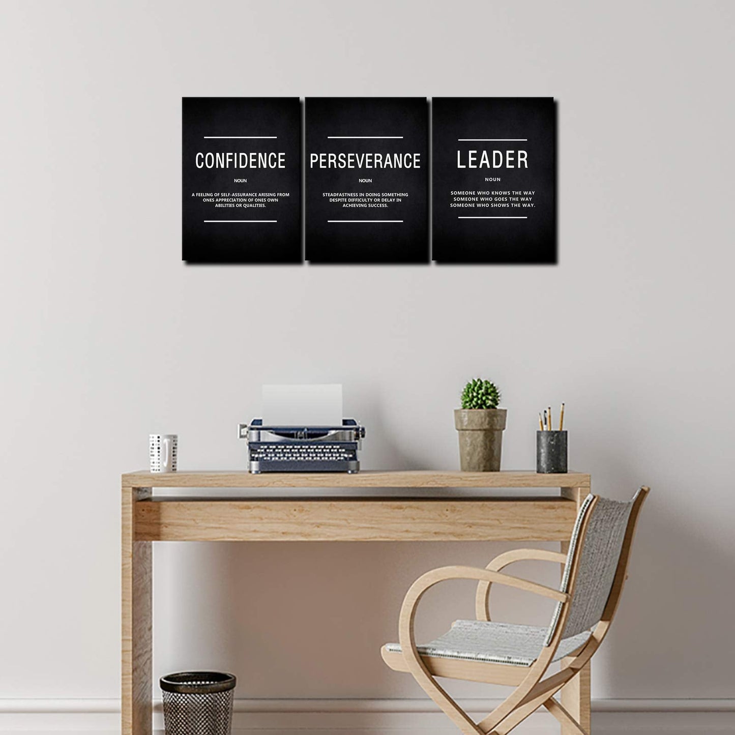 KAWAHONE Large Motivation Posters for Office, Inspiration Leader Confidence Perseverance Quotes Success Canvas Wall Art Framed Positive Sayings Wall Hanging for Home Office Workplace -20''x 28''x 3PCS