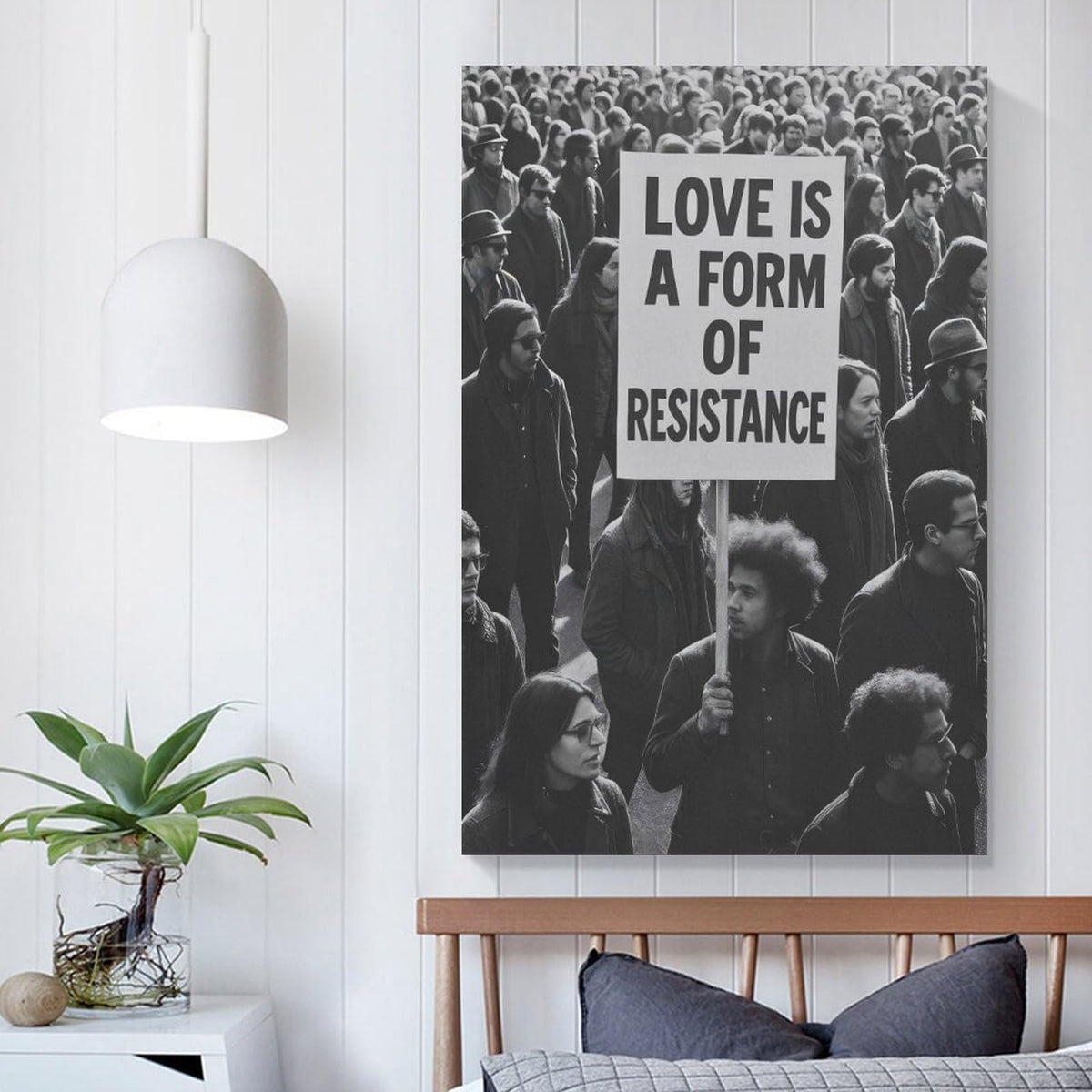 Love Is A Form of Resistance Protest Black And White Canvas Printing Wall Art Posters Prints Minimalist Scandinavian Equality Quote Wall Decor for Living Room Bedroom Office 12x18inch(30x45cm)
