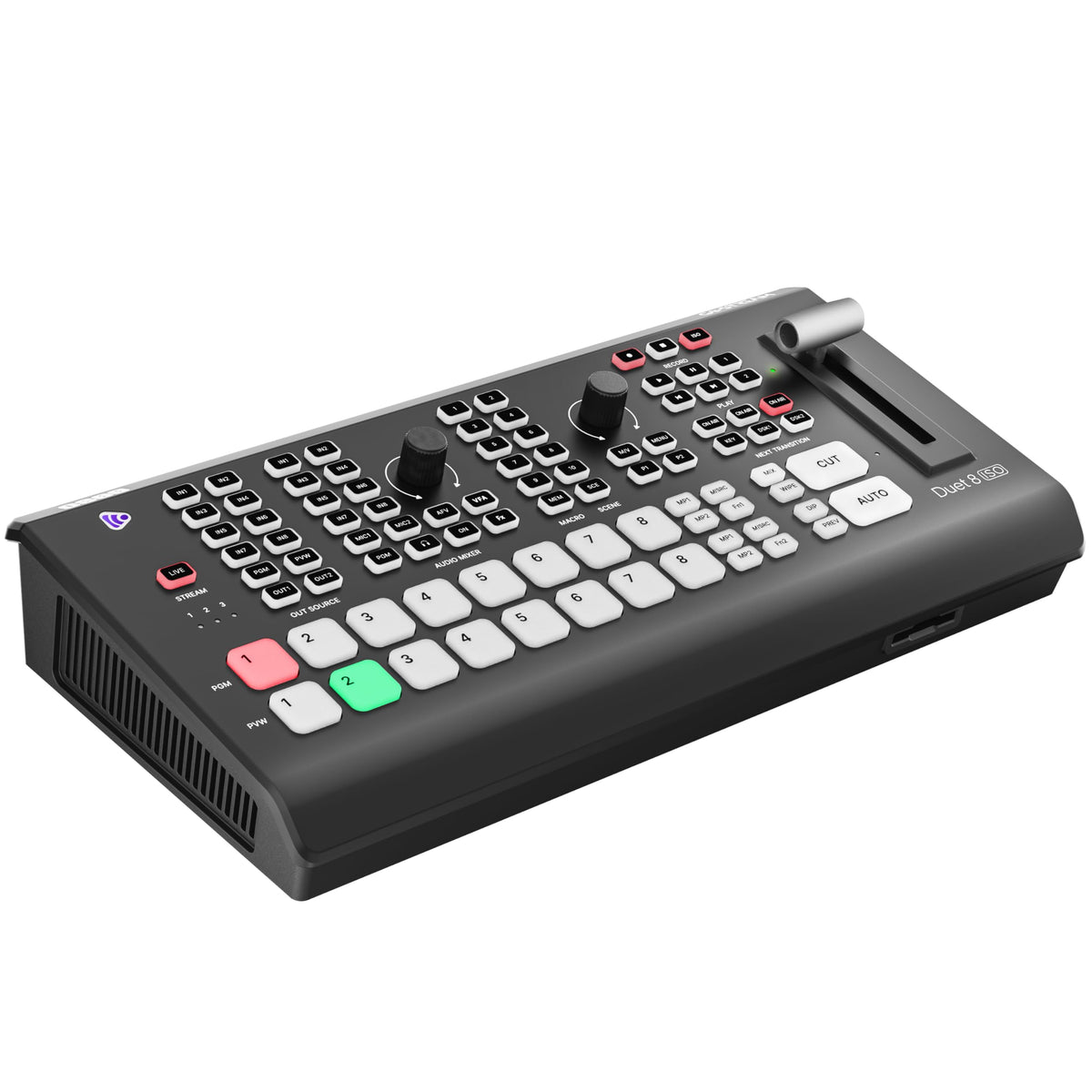 Osee GoStream Duet 8 ISO, 8 Channels Video Switcher with 4 4K-HDMI, 4 SDI, and 4 NDI HX/ 4 SRT/ 4 RTMP/ 2 Webcam. 2 XLR Audio, 8 Layouts, Isolated Recording, Podcast Unit for YouTube, Facebook
