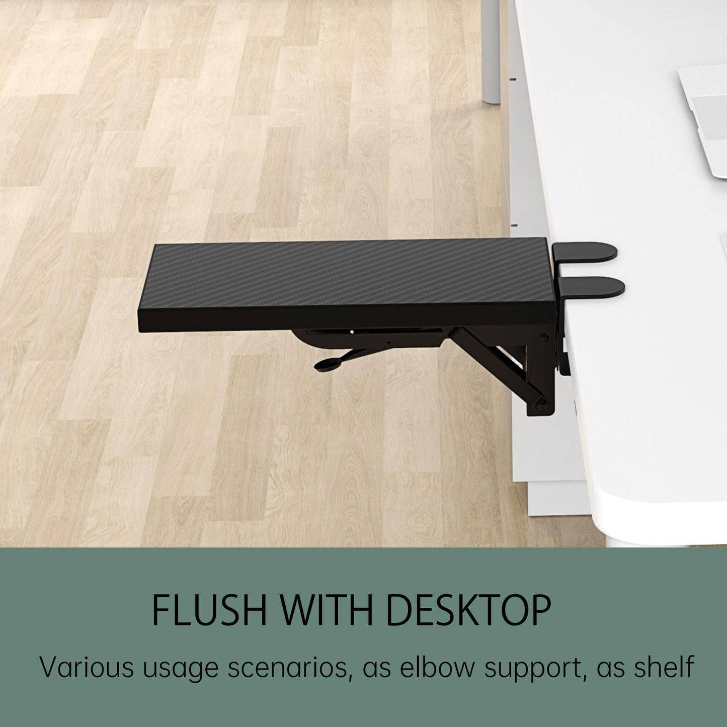 OUGIC Ergonomic Desk Extension Tray, 30 x 15 cm, Clamp Without Perforation, Foldable Keyboard Drawer Tray, Wrist Rest, Computer Stand