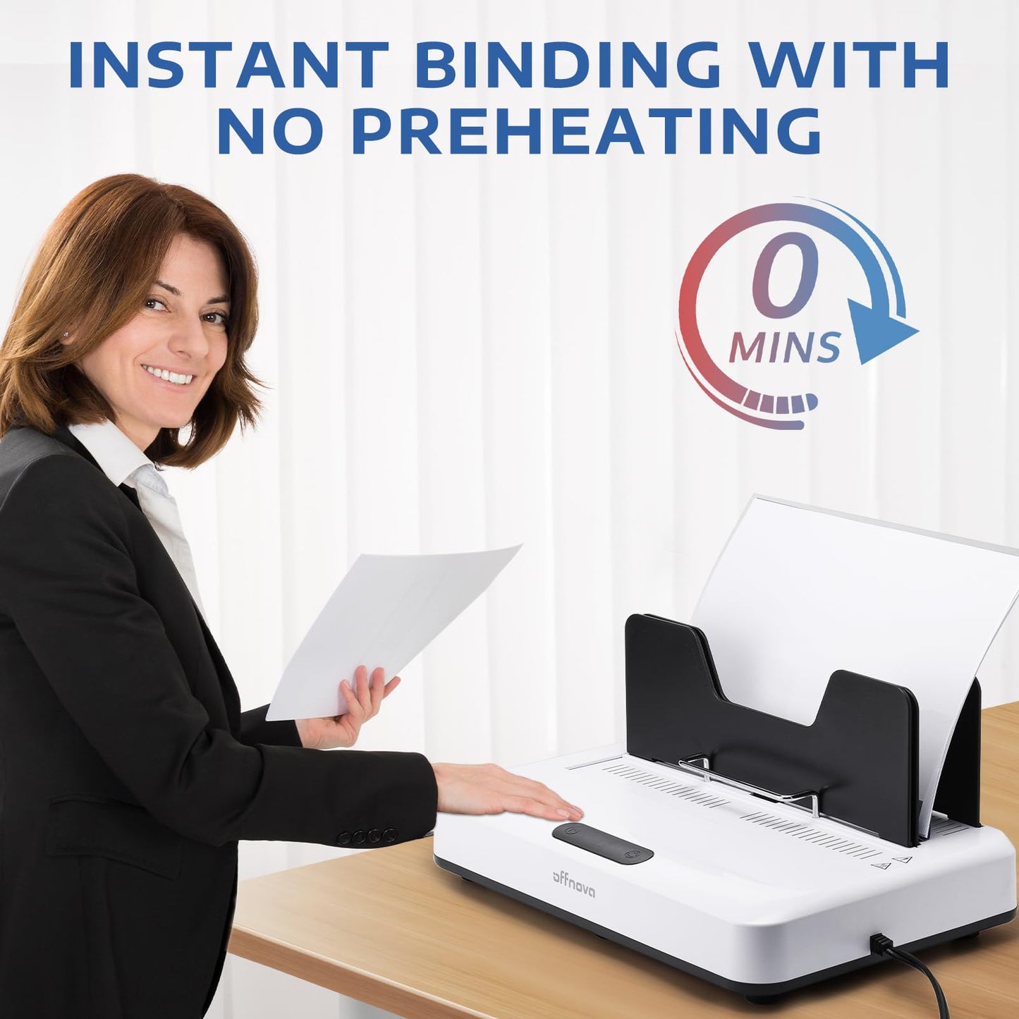 OFFNOVA Thermal Binding Machine 500 Sheets Capacity, No Preheat, Air Cooling, Book Binder Machine with 10 Binding Covers, A4/A5/Letter Size Business Documents, Office and Homeschool Projects