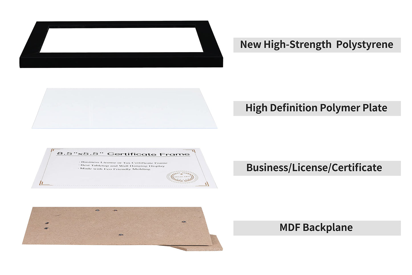 DOAI ART 8.5 x 5.5 Business License Frame Black, Professionals 5.5 x 8.5 Certificate Frames Fit Diploma, Document and Tax Certificate Self Standing with Wall Hangers