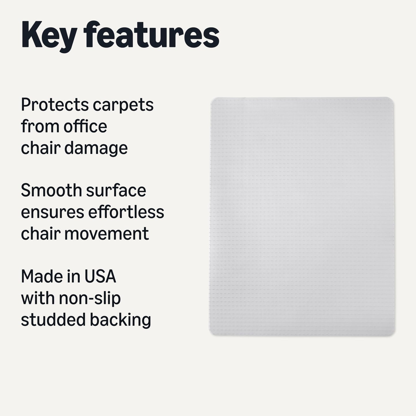 Amazon Basics Office Chair Mat for Low Pile Carpeted Floors, Clear Plastic with Studded Grips, 46" x 60", for Home or Office