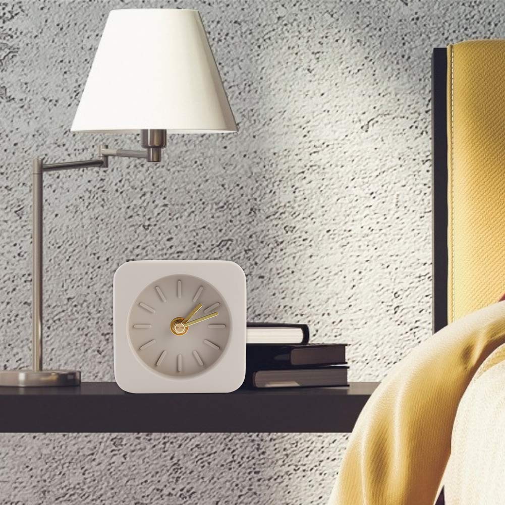 Qcwwy Simple Square Cement Desk Clock for Office Home Living Room Decor - and Unpretentious - Ideal for Nordic and Minimalist (Sandstone Brown), Qcwwyi1szgq4cbf-12