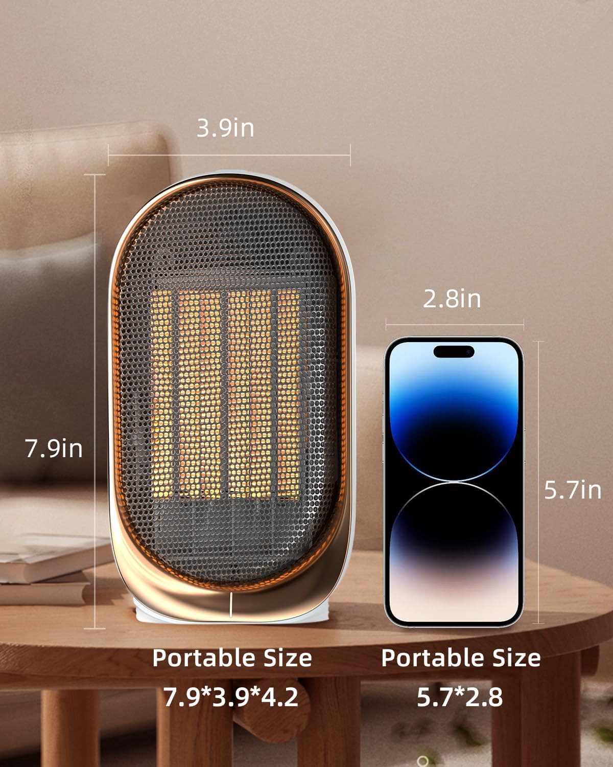 QQT Space Heater,Portable Mini Energy Efficient Space Heaters for Indoor Use,2-Speed Portable Heater Fan for Office with Adjustable,Triple Protection,Suitable for Bedroom,Office and Indoor Use(Purple)