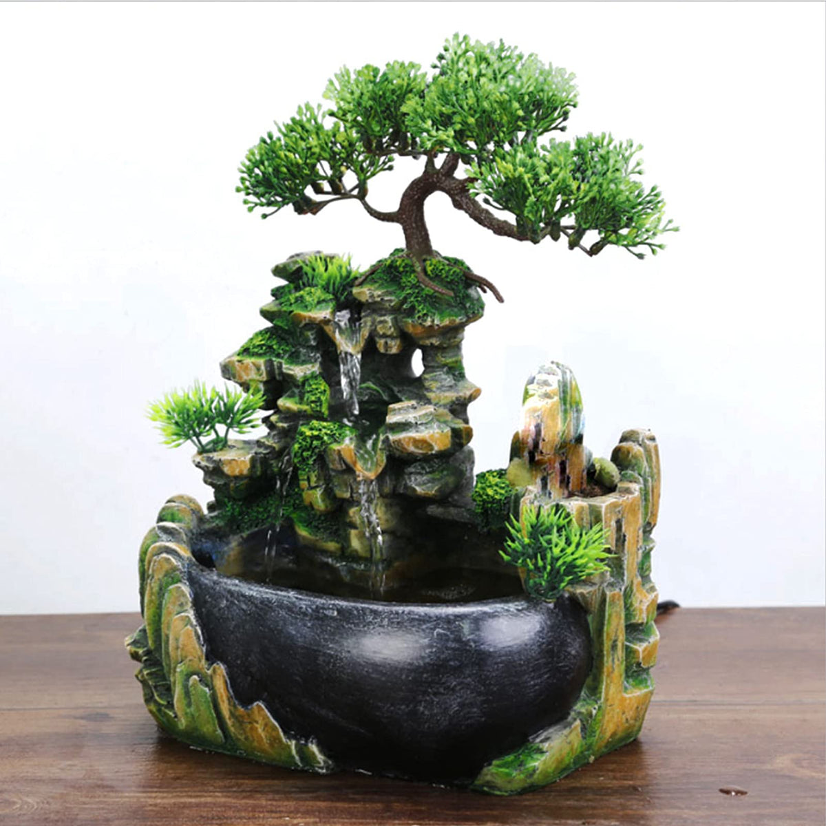 TOPINCN Rockery Stream Tabletop Fountain, Zen Meditation Indoor Waterfall Feature with Automatic Pump and Switch, Desktop Fountain for Home Office Bedroom Decoration