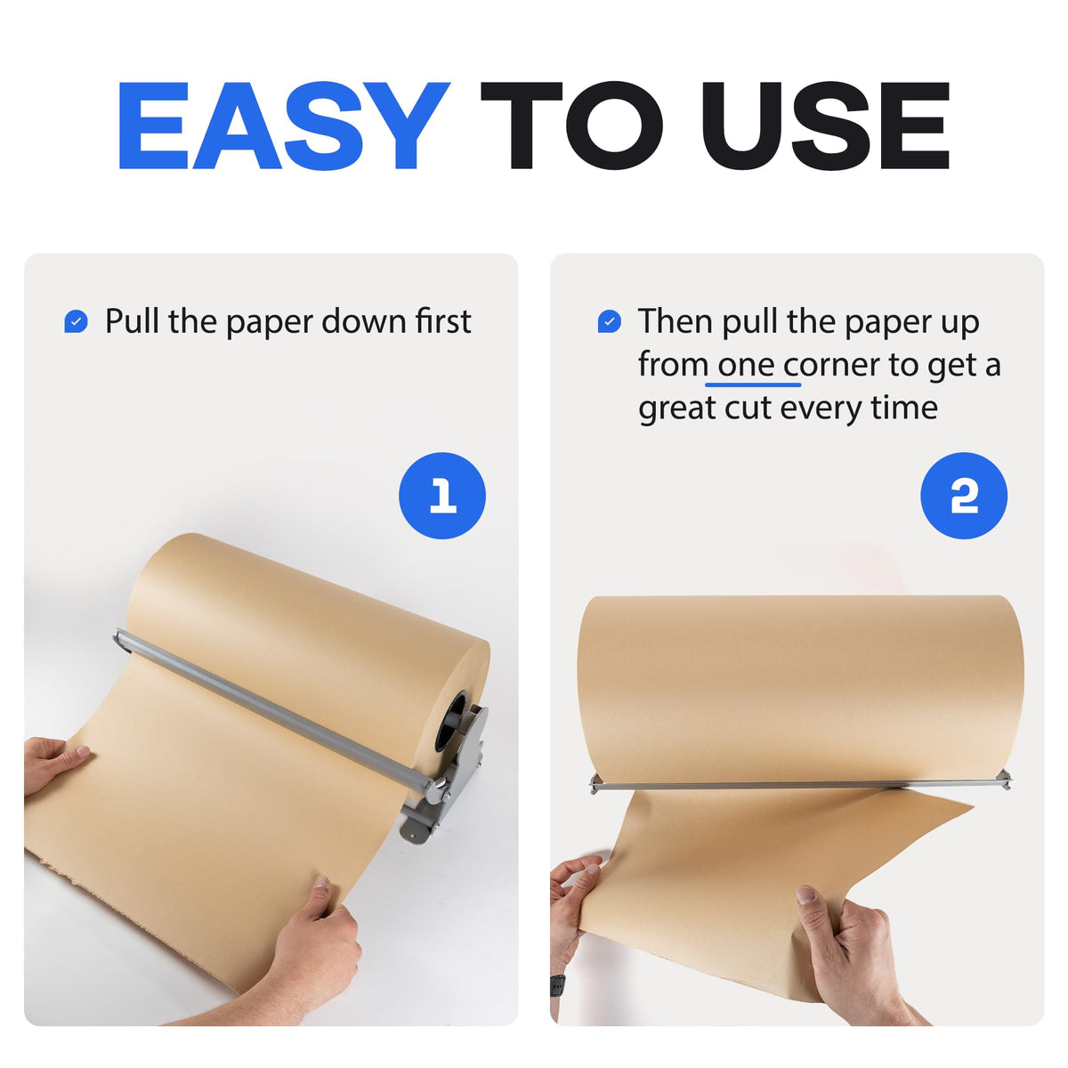 IDL Packaging 24" Kraft Paper Roll Dispenser & Cutter for Rolls up to 24" Wide and 9" in Diameter – Tabletop Reinforced Steel Paper Holder with a Cutter – for Kraft and Butcher Paper