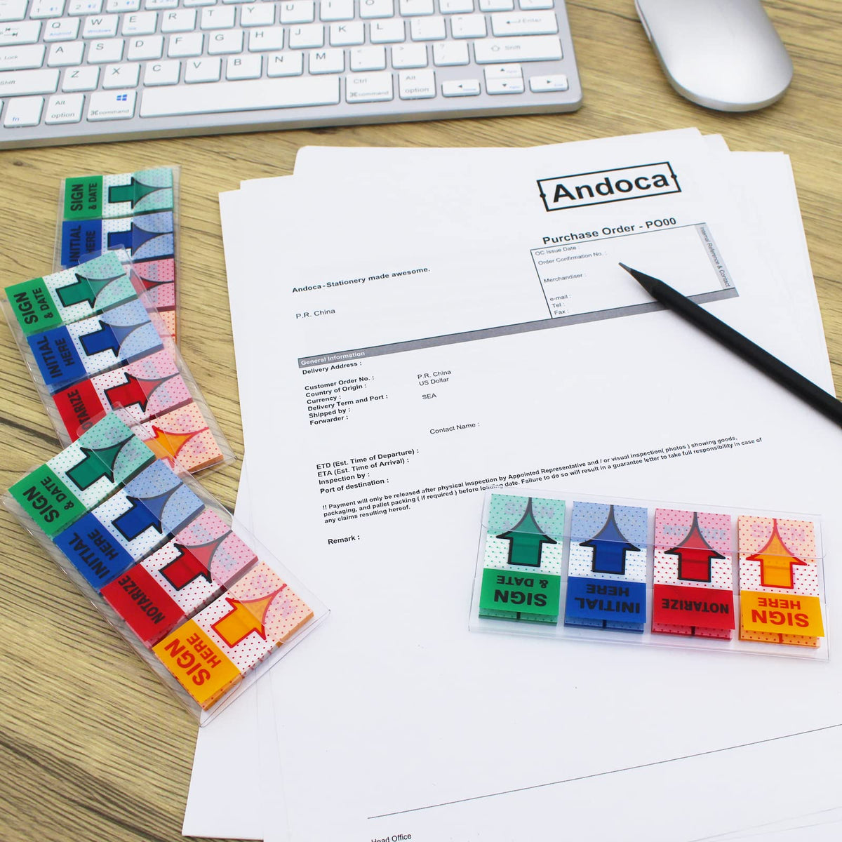 Message Flags Assorted Color, "Sign Here"/"Notarize"/"Initial Here"/"Sign and Date", 800 Pages Total, 0.98 x 1.77 Inch Wide, Easy to Post, 4 On-The-Go Dispensers/Pack