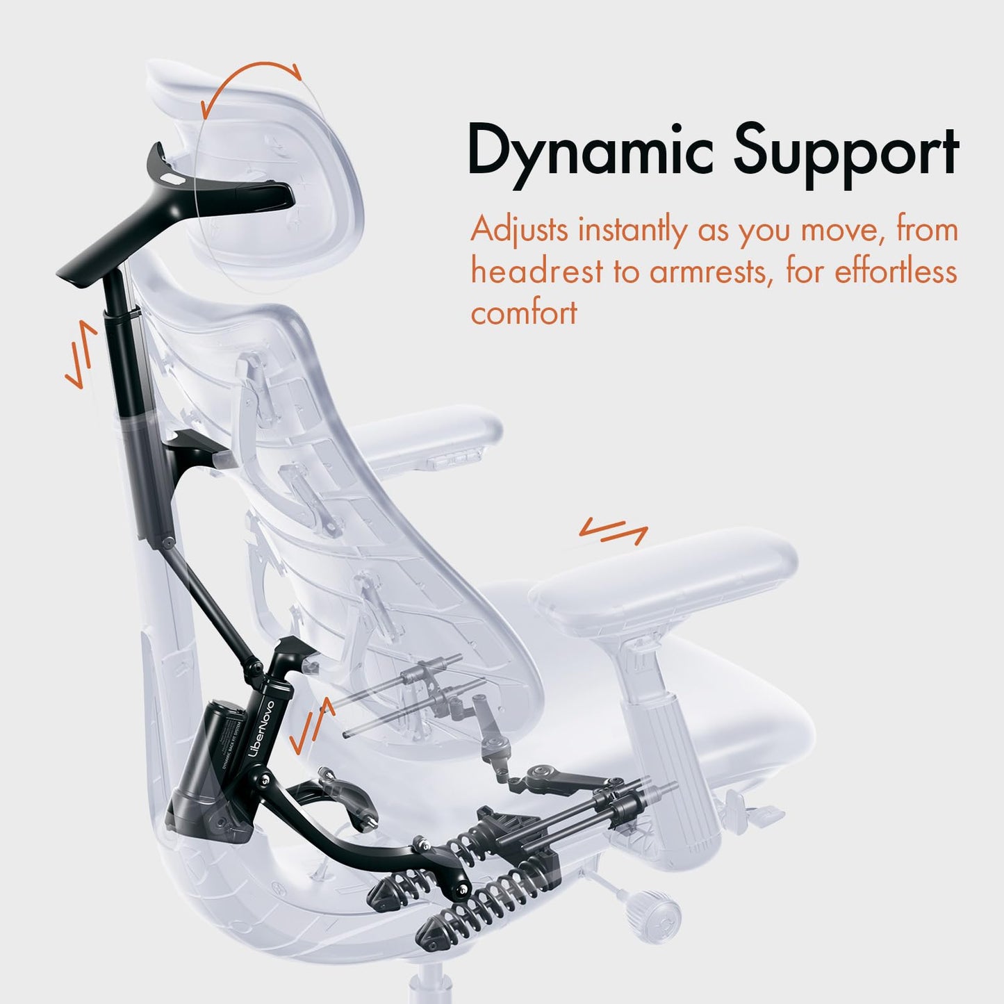 LiberNovo Dynamic Ergonomic Desk Chair + StepSync Footrest Bundle - Comfy Home Office Chair with Adaptive Lumbar Support, 160° Recline & Built-in Spine Stretch, Black+48cm