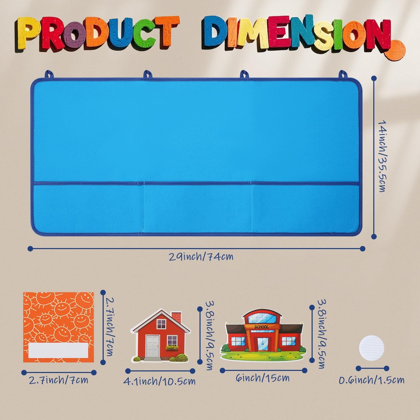 Attendance Pocket Chart for Preschool Classroom Large Wall Organization, Blue Felt Board Pocket Charts for Teachers, Kindergarten Kids Daycare Teaching Supplies, 74 Cards with 78 Magic Hooks