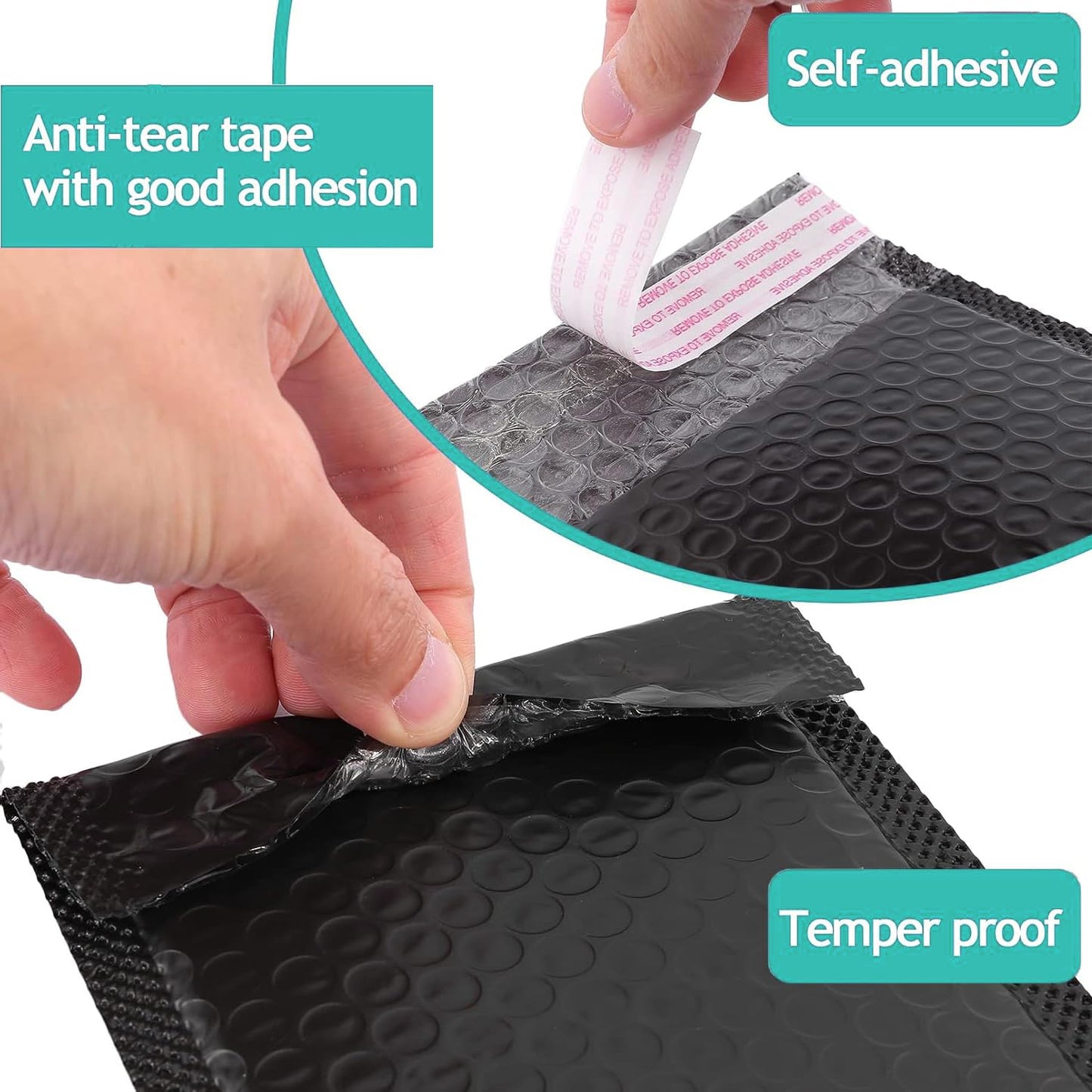 PLMMOUT 50 Pcs Bubble Mailers,Black Bubble Envelopes,Waterproof Self Seal Adhesive Shipping Bags,Poly Padded Envelopes,Bubble Padded Cushion Envelopes for Mailing Packing Small Business