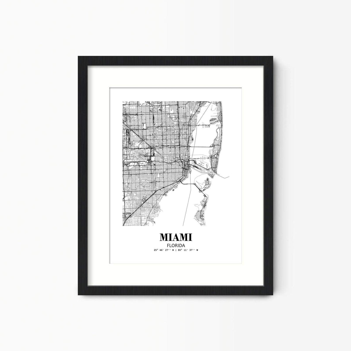 Eleville 11X14 Unframed Miami Florida City View Abstract Road Modern Map Art Print Poster Wall Office Home Decor Minimalist Line Art Hometown Housewarming wgn403
