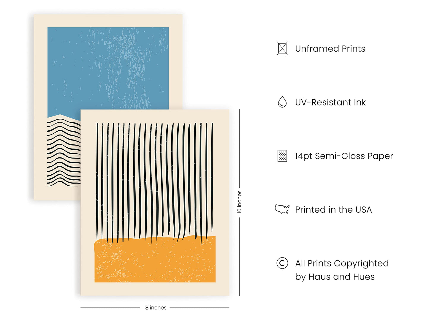 HAUS AND HUES Modern Abstract Wall Art – Mid-Century Modern Prints, Minimalist Abstract Posters, Aesthetic Wall Decor for Home and Office