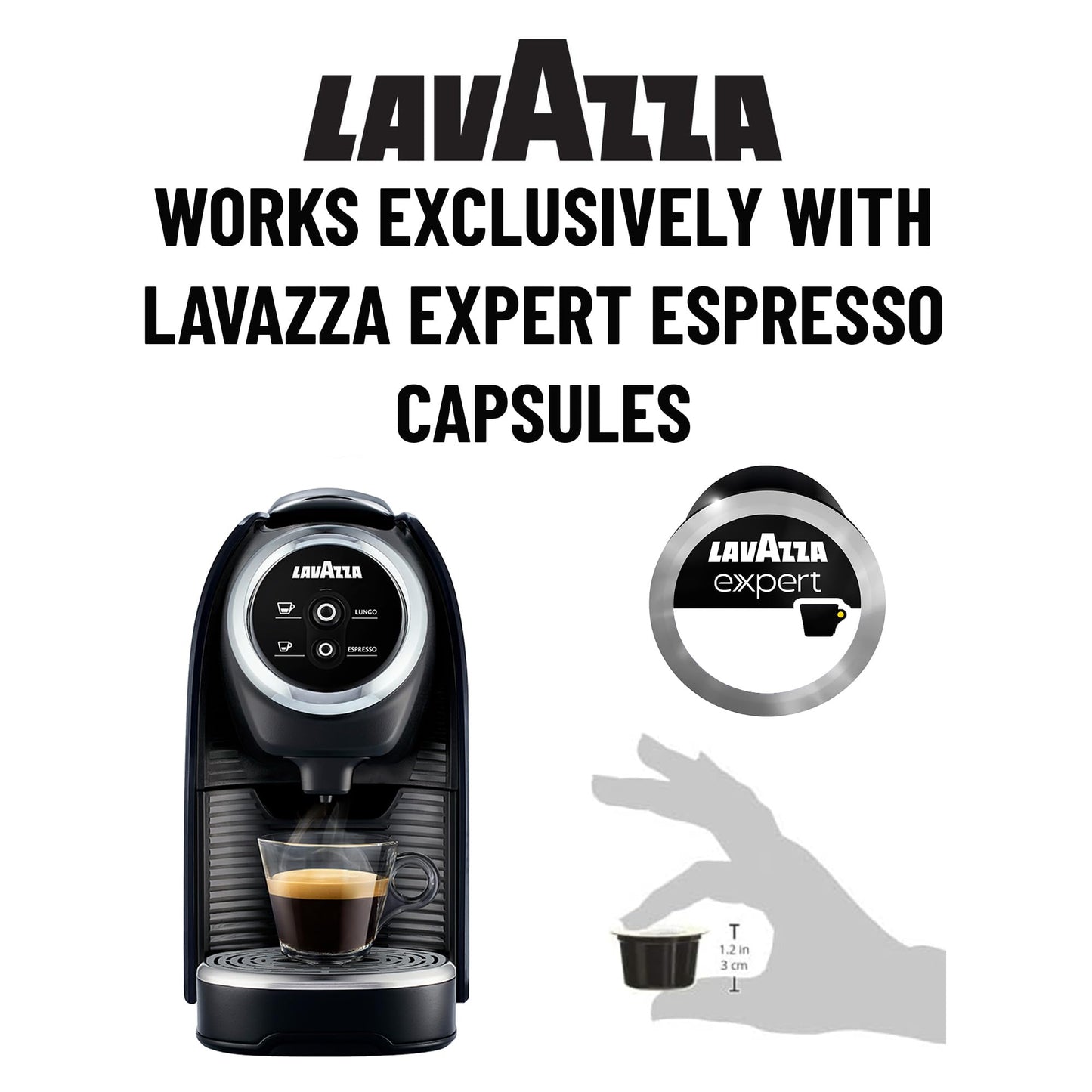Lavazza BLUE Classy Mini Single Serve Espresso Coffee Machine LB 300, 5.3" x 13" x 10.2" 2 Coffee selections: simple touch controls, 1 programmable free dose and 1 pre-set