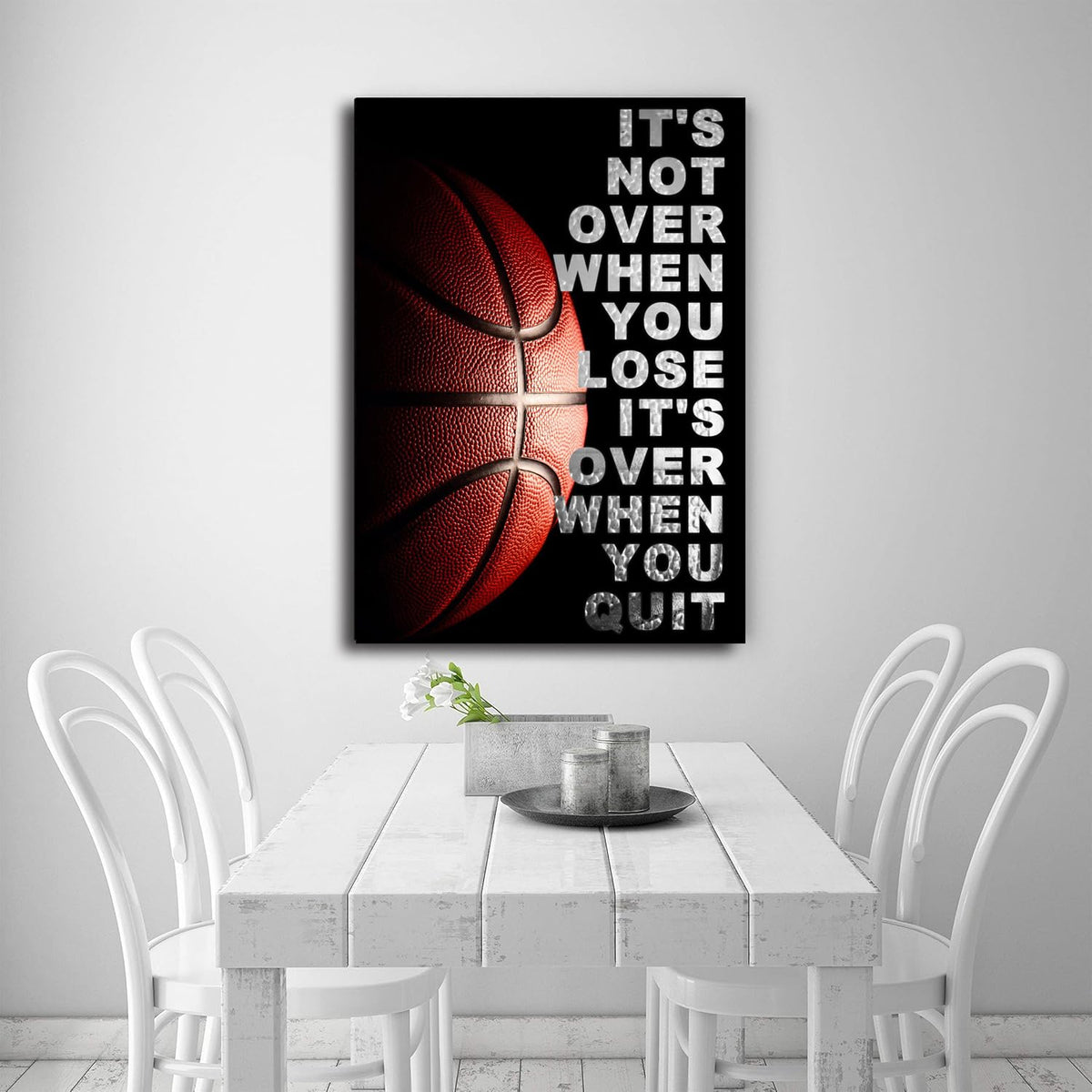 Basketball Inspirational Wall Art Entrepreneur Quotes Its Not Over When You Lose Canvas Posters -Motivational Sport Canvas Print Frame Picture Painting for Office Kids Boys Bedroom-32"x24"