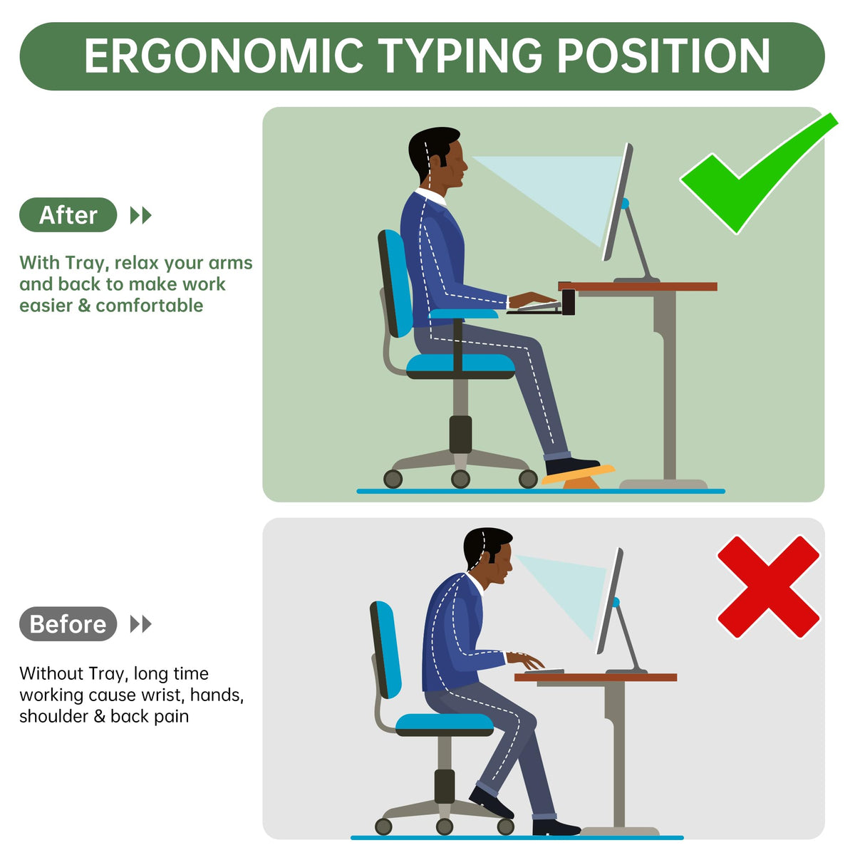 UPGRAVITY Extra Large Keyboard Tray Under Desk - Slide Out with Sturdy C-Clip Mount System, 31.5" (35.8" Including Clamps) x 11.8" Put-Out Keyboard Tray Computer Drawer for Ergonomic Typing, White
