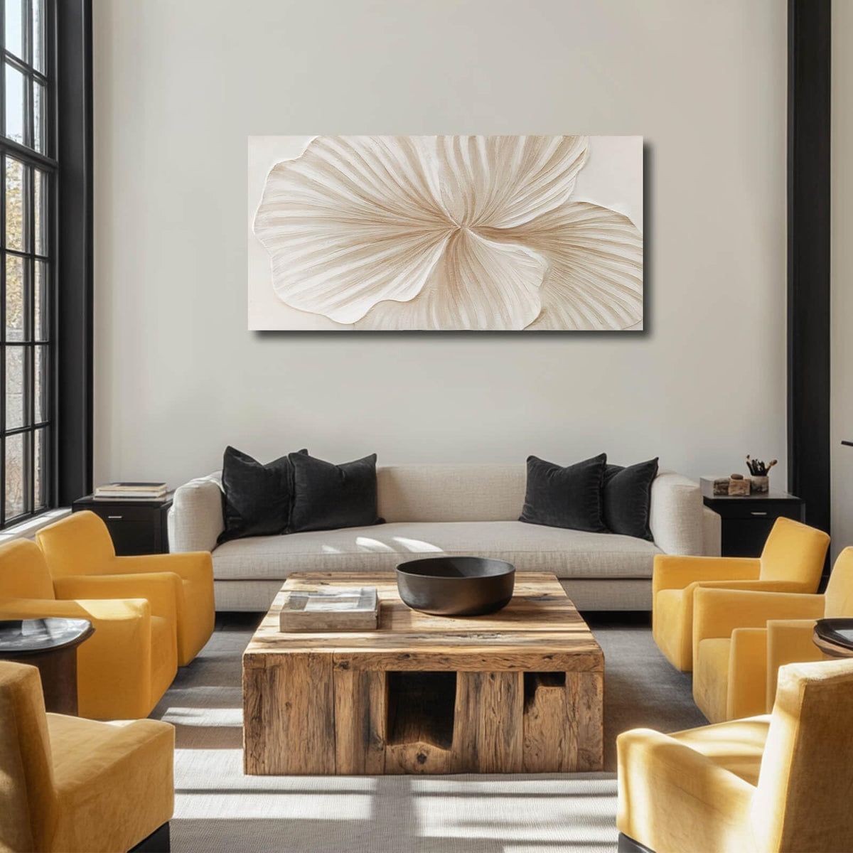 WINKAILIN White and Gold wall Art Abstract Floral Painting Modern 24x48 Artwork Minimalist Canvas for Bedroom Living Room Office Home Decoration