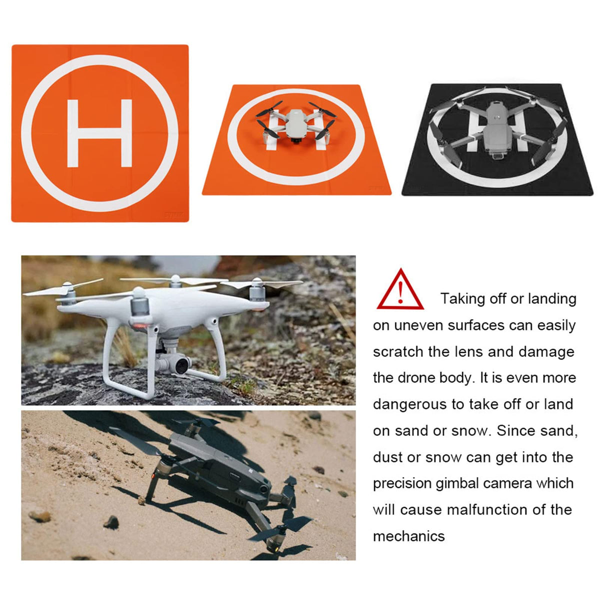SYMIK LP500 Drone Landing Pad 20 inch (50cm) Double-Sided Waterproof (2x3 fold) Fast-Fold Helipad Weighted Drone Launch Pad for DJI Mavic 4 Pro / Flip / Neo / Mini 4k / Mini 4 Pro / Mini 3 / Air 3S / Avata 2 / Mavic 3 Pro
