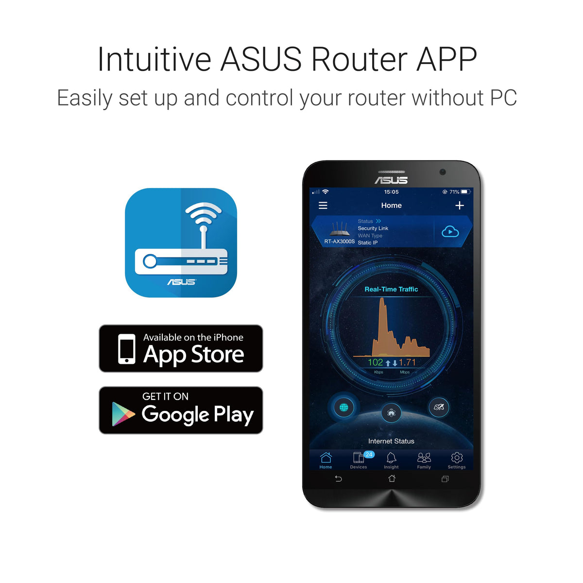 ASUS RT-AX3000S Dual Band WiFi 6 Extendable Router, Instant Guard, Parental Control Scheduling, Built-in VPN, AiMesh Compatible