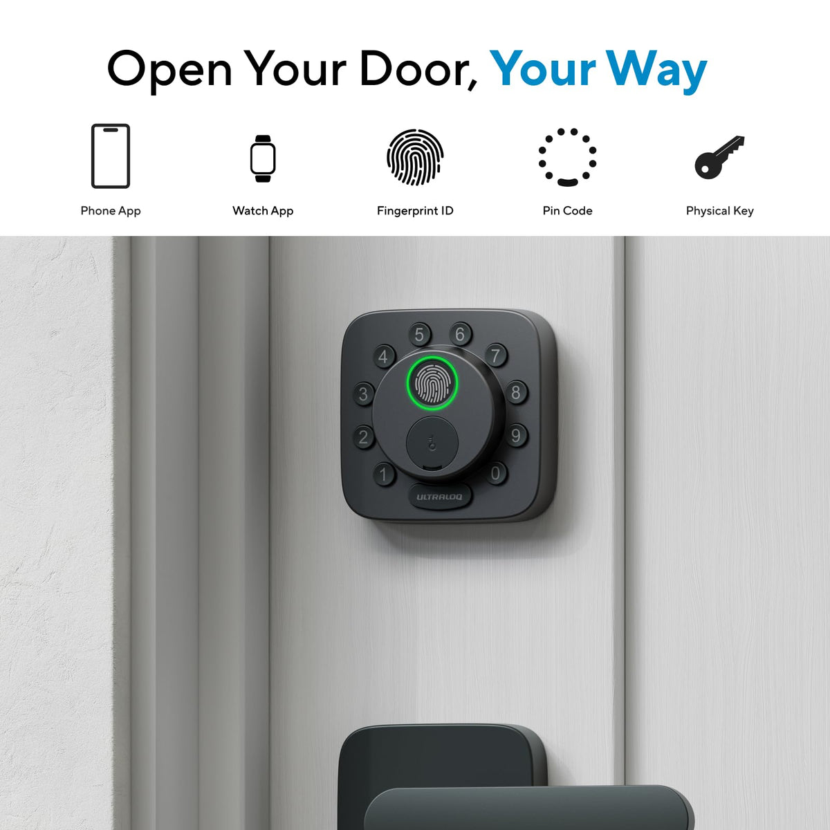 ULTRALOQ Bolt SE Smart Lock, Built-in Wi-Fi, Matter Over Thread, Works with Apple Home, Alexa, Google, 7-in-1 Keyless Entry Deadbolt with Fingerprint ID, App, Keypad, Remote Control, 18 Months Battery