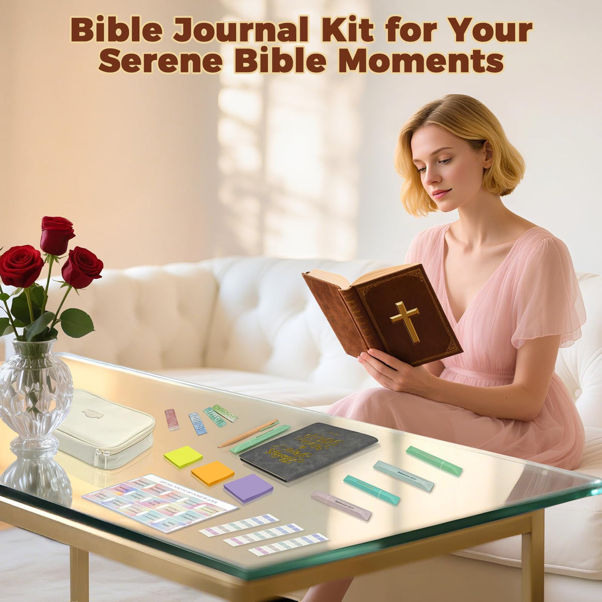 Bible Study Supplies, Bible Journaling Kit for Women, Bibles Highlighters and Pens No Bleed, Notebook Tabs, Christian Gifts for Women Beginner Christian Gifts Bible Study Kit Annotation Kit