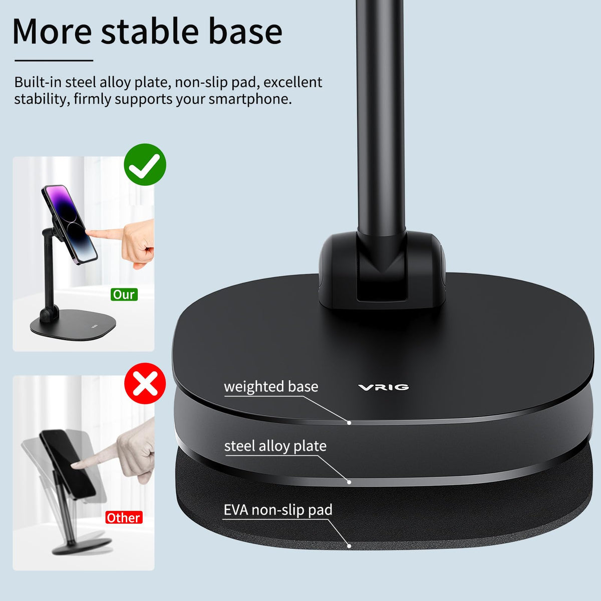 VRIG Magnetic Wireless Charger Phone Stand 360°Rotation Desktop Phone Holder Adjustable Cell Phone Stand for iPhone 17/17pro/16/15/14/13 Series Foldable Wireless Charging Station for Android/AirPod