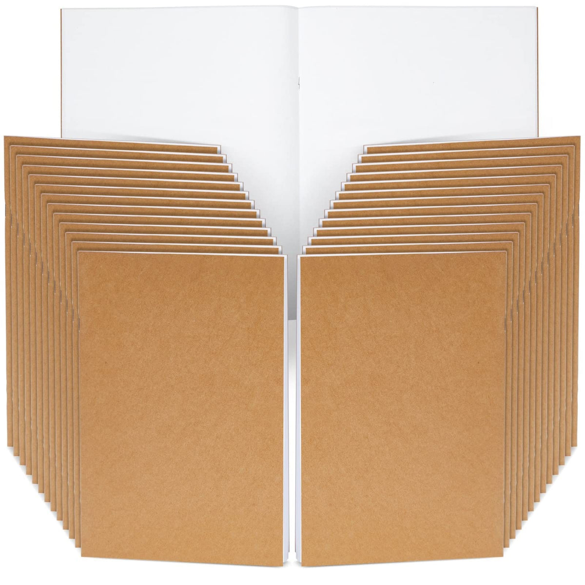 Paper Junkie Journaling Notebooks - 24 Pack, 8.5 x 11 In, Brown, Soft Cover - Blank Unlined Kraft Paper Sketchbooks & Writing Journals Bulk for Sketching & Note Taking