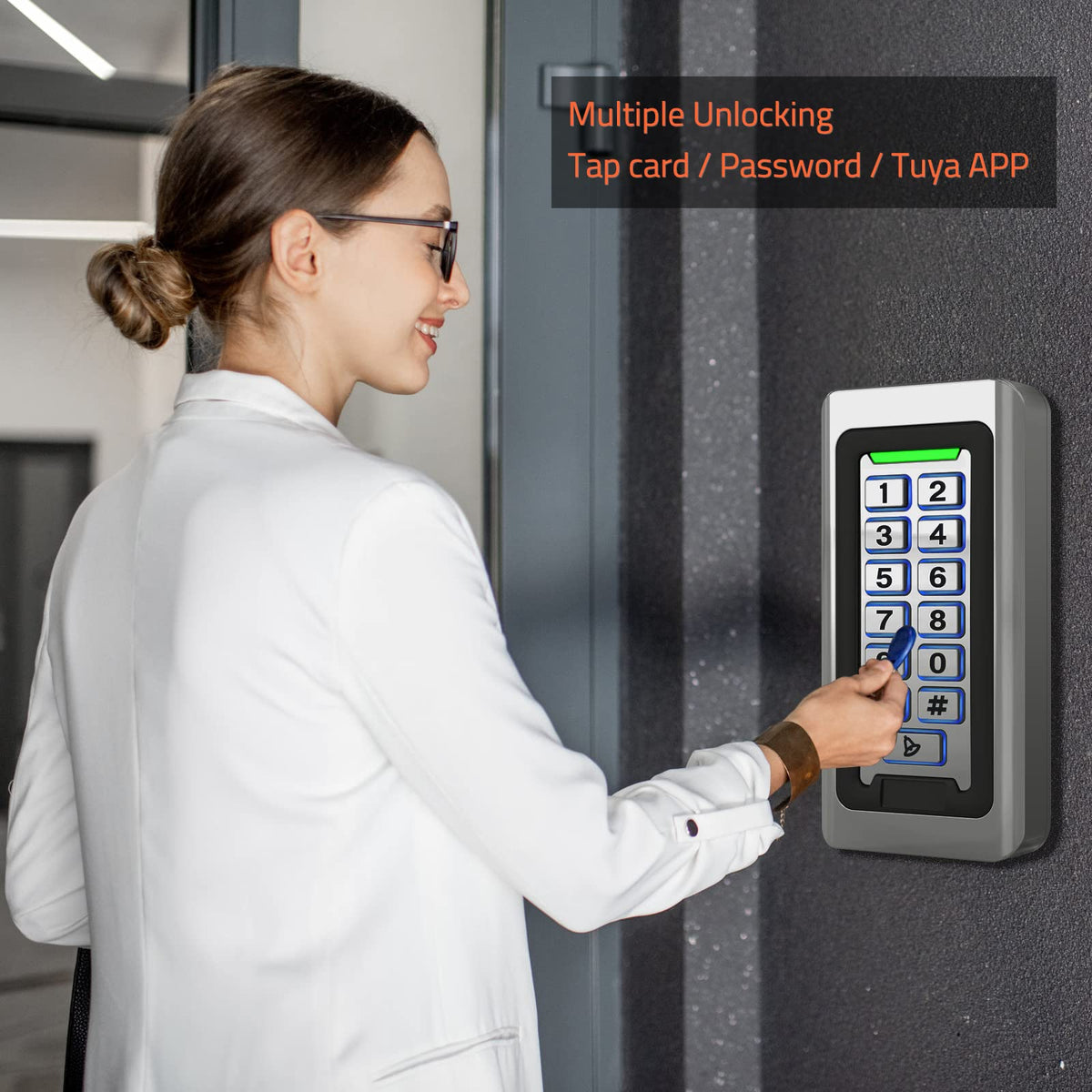 Wireless WiFi Access Control Keypad, Metal Stand-Alone Door Access Control System, EM Card Reader, Weatherproof, Backlight, TUYA Wireless Entry Security Access Controller for Garage Door, Gate Opener