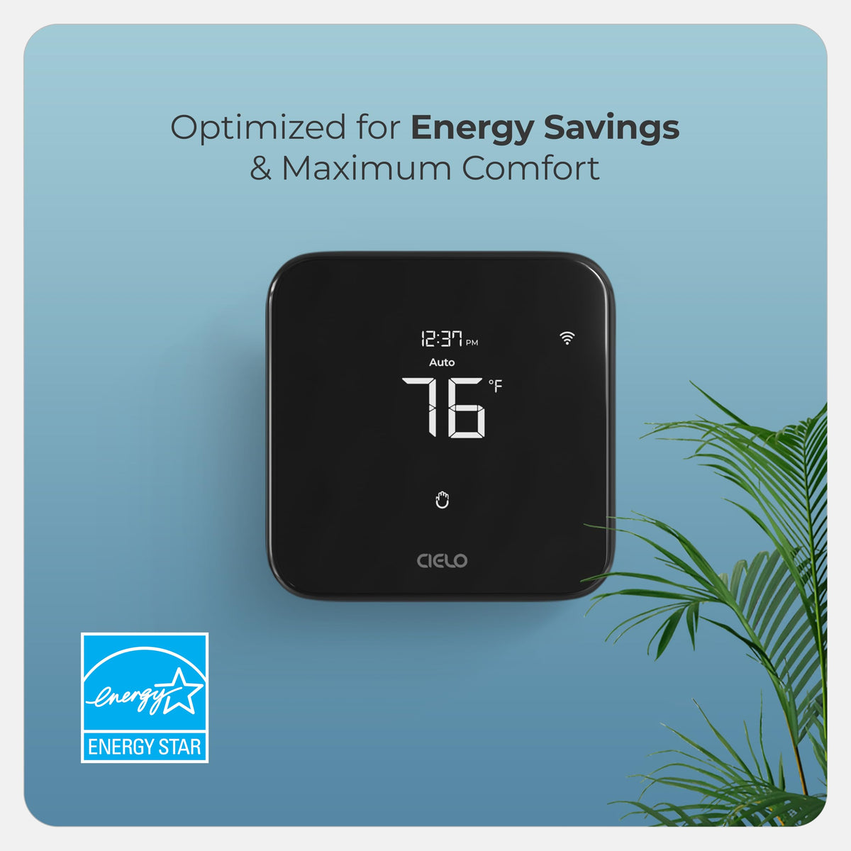 Cielo Smart Thermostat Eco (for Central HVAC) | Energy Star Certified | Supports Conventional Systems up to (2H/2C) & Heat Pumps (4H/2C) | Free C-Wire Adapter | NOT for Mini Split Systems | Black