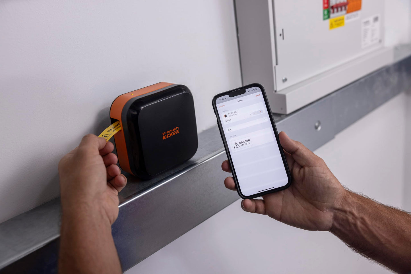 Brother PT-E720BT Portable Industrial Label Printer, Bluetooth®, Pro Label Tool App for Industrial Formats, Optional Hands-Free Accessories, Rechargeable Battery, Up to ~1-Inch Durable Labels