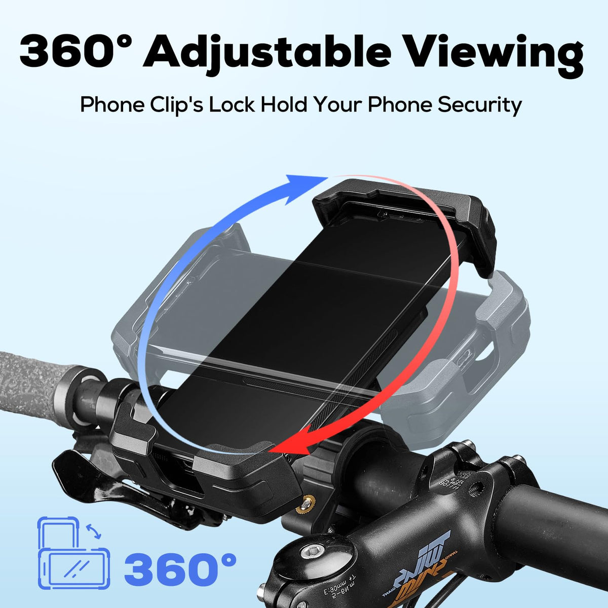 corki Bike Phone Holder Universal Motorcycle Phone Mount with 360° Rotatable Locking Mechanism & Heavy-Duty Handlebar Cradle for Bicycle Ebike Scooter, Fits iPhone & Smartphones