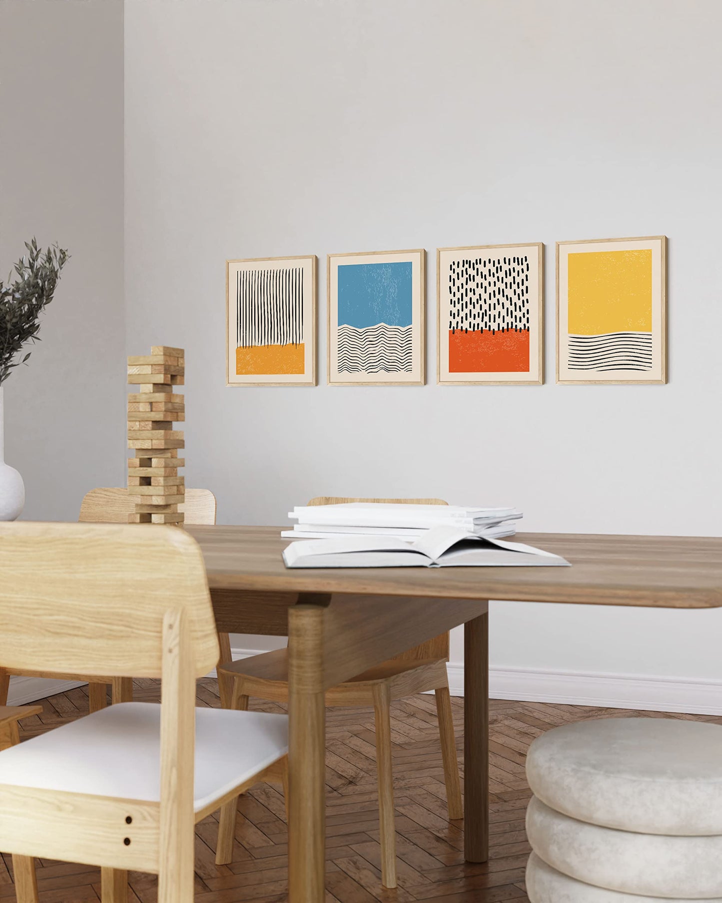 HAUS AND HUES Modern Abstract Wall Art – Mid-Century Modern Prints, Minimalist Abstract Posters, Aesthetic Wall Decor for Home and Office