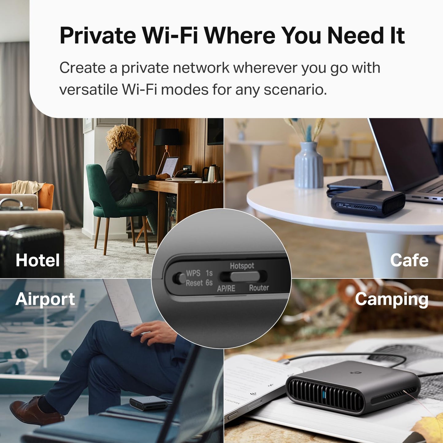 TP-Link Roam 6 AX1500 Portable Wi-Fi 6 Travel Router | Easy Public WiFi Sharing | Hotel/RV/Travel Approved | Phone WiFi Tether | USB C Powered | Multi-Mode | Tether App | Durable Design | TL-WR1502X
