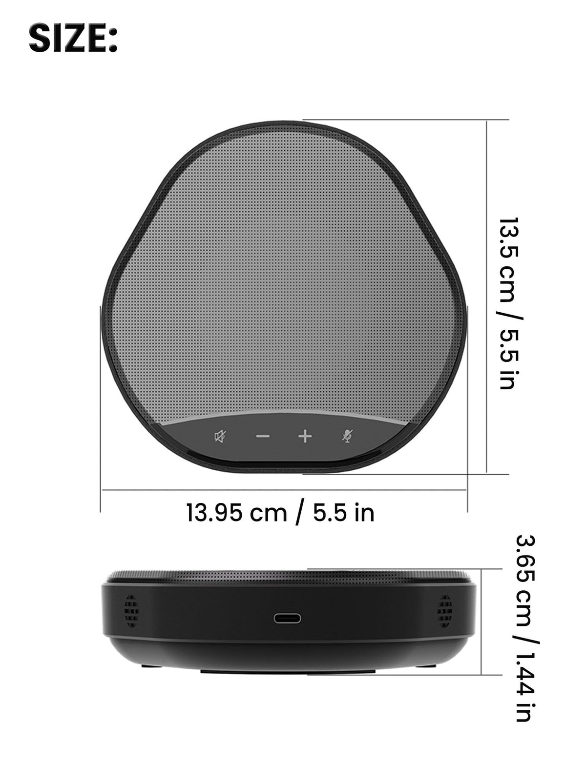 Conference Speaker and Microphone, 360° Enhanced Voice Pickup with 2 AI Mics, Echo & Noise Reduction, USB-C Plug & Play Speakerphone for Zoom Skype Teams Calls, for Home Office and Meeting Room