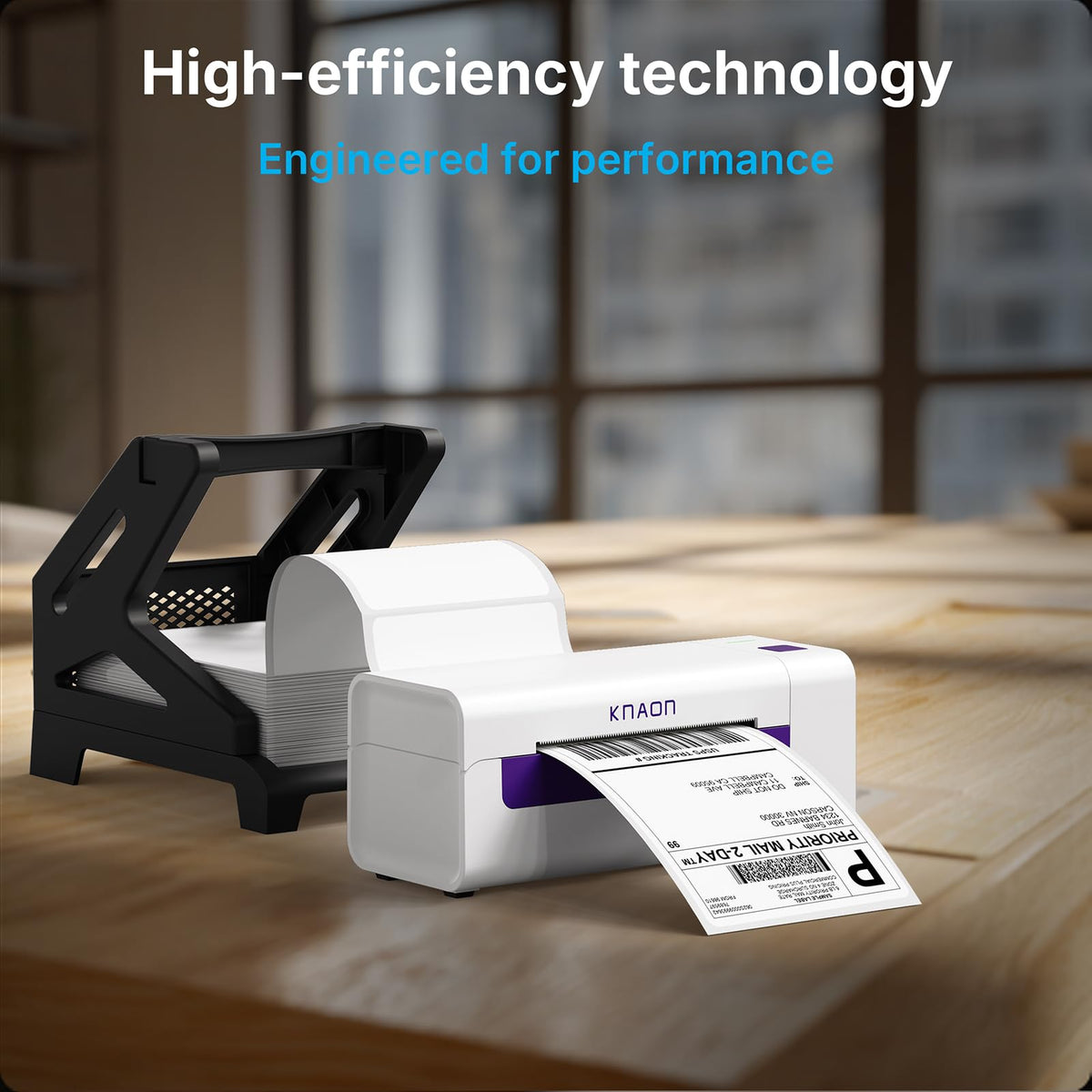 KNAON Shipping Label Printer, Wireless Wi-Fi Thermal Printer, AirPrint Label Printing 4x6 for iPhone, iPad, Mac, Supports Android&Windows, Includes Label Holder – Ideal for Small Businesses, Shopify