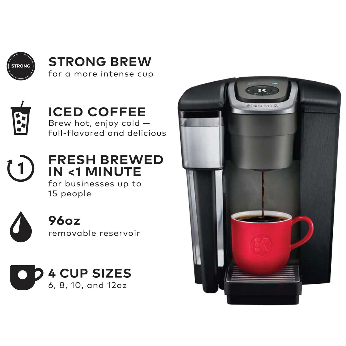 Keurig K-1550 Small Business Single Serve Coffee Maker, 96 oz Water Reservoir, Black