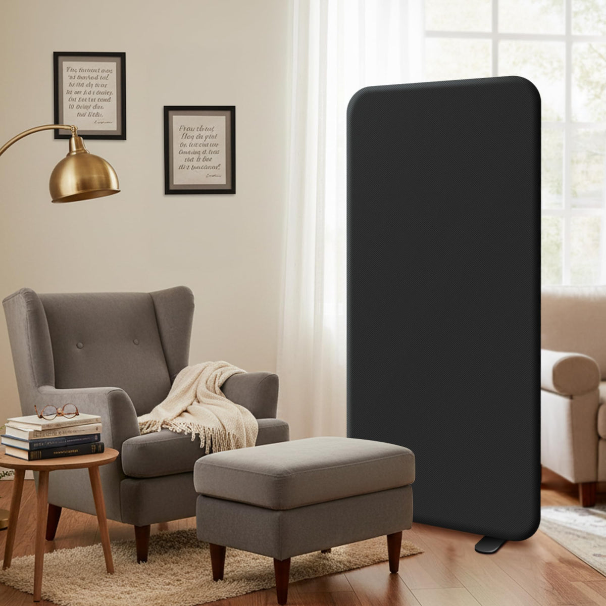 DECOLAB Room Partition Panel, Freestanding Portable Privacy Cubicle Partition for Offices, Classroom, Studio, Healthcare, Workspace, Scratch Resistance, 29"x65" Midnight