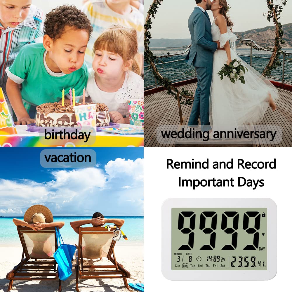 MOSTRUST Digital Countdown Days Timer Clock- 9999 Days Count Down Timer with Stand Strong Magnetic Back for Retirement Wedding Vacation Birthday Exam Lab Kitchen Cooking