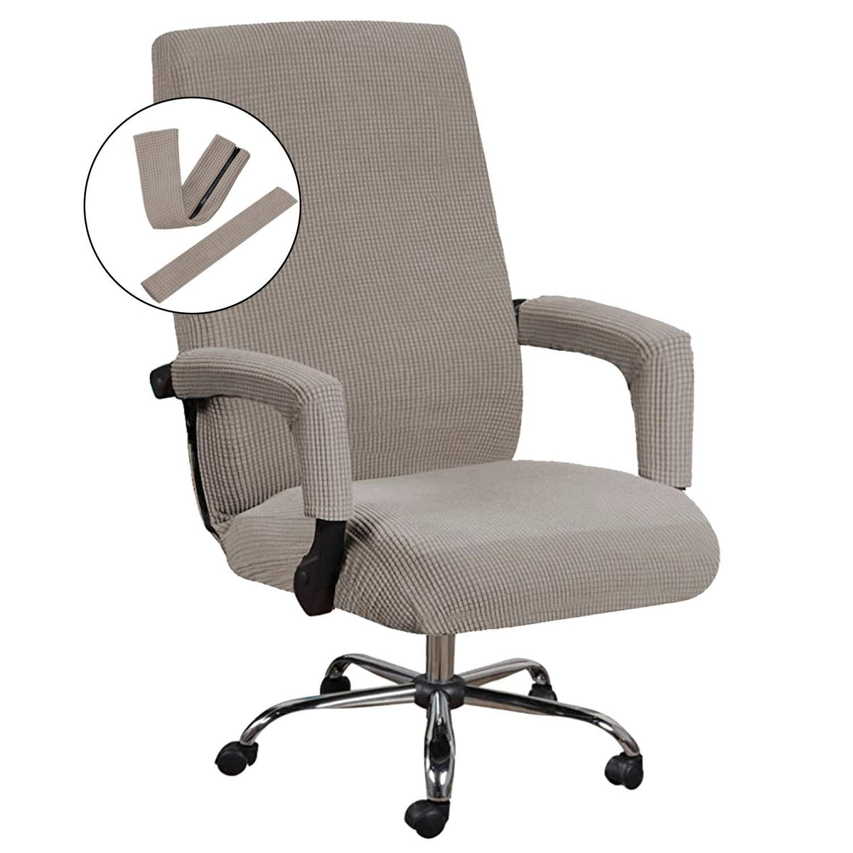 H.VERSAILTEX Stretch Computer Office Chair Cover, Desk Chair Covers High Back Universal Executive Boss Gaming Chairs Slipcovers Washable Anti-dust Seat Protector for Dogs Cats Pets,Taupe