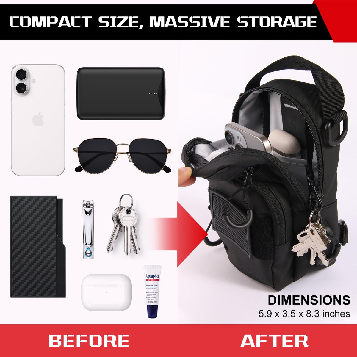 LEPHYON Magnetic Gym Bag, Small Gym Bag for Men & Women, Crossbody Sling Bags with Strong Magnets, USB Charging Port, Multi-Carry Design, Perfect for Travel Workout Sports, Best Gift for Fitness Lover