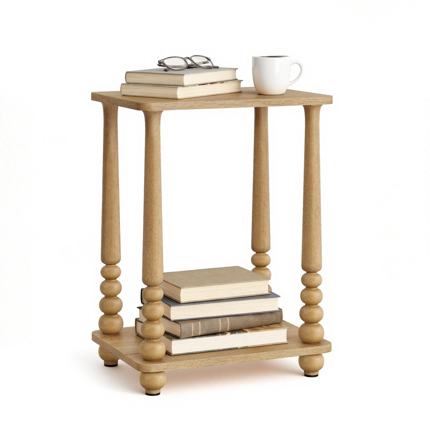 VASAGLE Mariel Collection - Side Table, Accent Nightstand for Small Spaces, Rectangular End Table with Shelf, Solid Wood Legs, Mid-Century Modern, Living Room Bedroom, Natural Brown ULET294HC01S