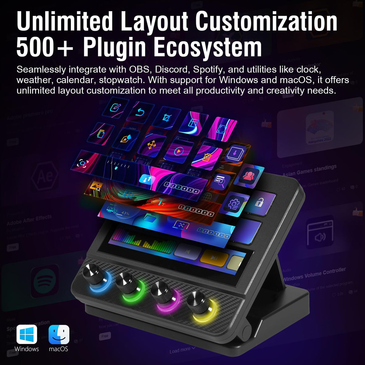 VSDINSIDE Macro Pad, Streaming Deck Stream Controller Soundboard Keypad, Programmable Keys USB Shortcut Keyboard for Gamer Streamer, Audio Mixer for OBS, YouTube, Office Desk Setup, PC, Mac