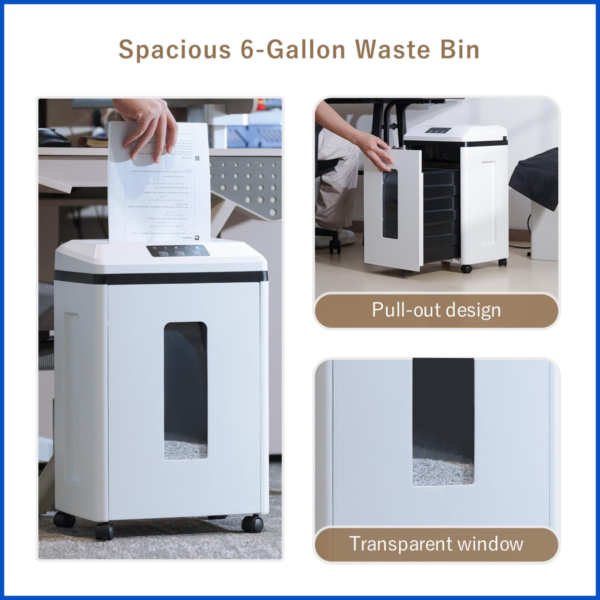 Effeluviate Professional Commercial Paper Shredder: P-7 Security Super Micro-Cut 1x1.7mm 7 Sheets/CDs/Cards/Staples 6-Gal Bin Heavy Duty for Home/Office/Industrial/Business Use-Confidential Documents