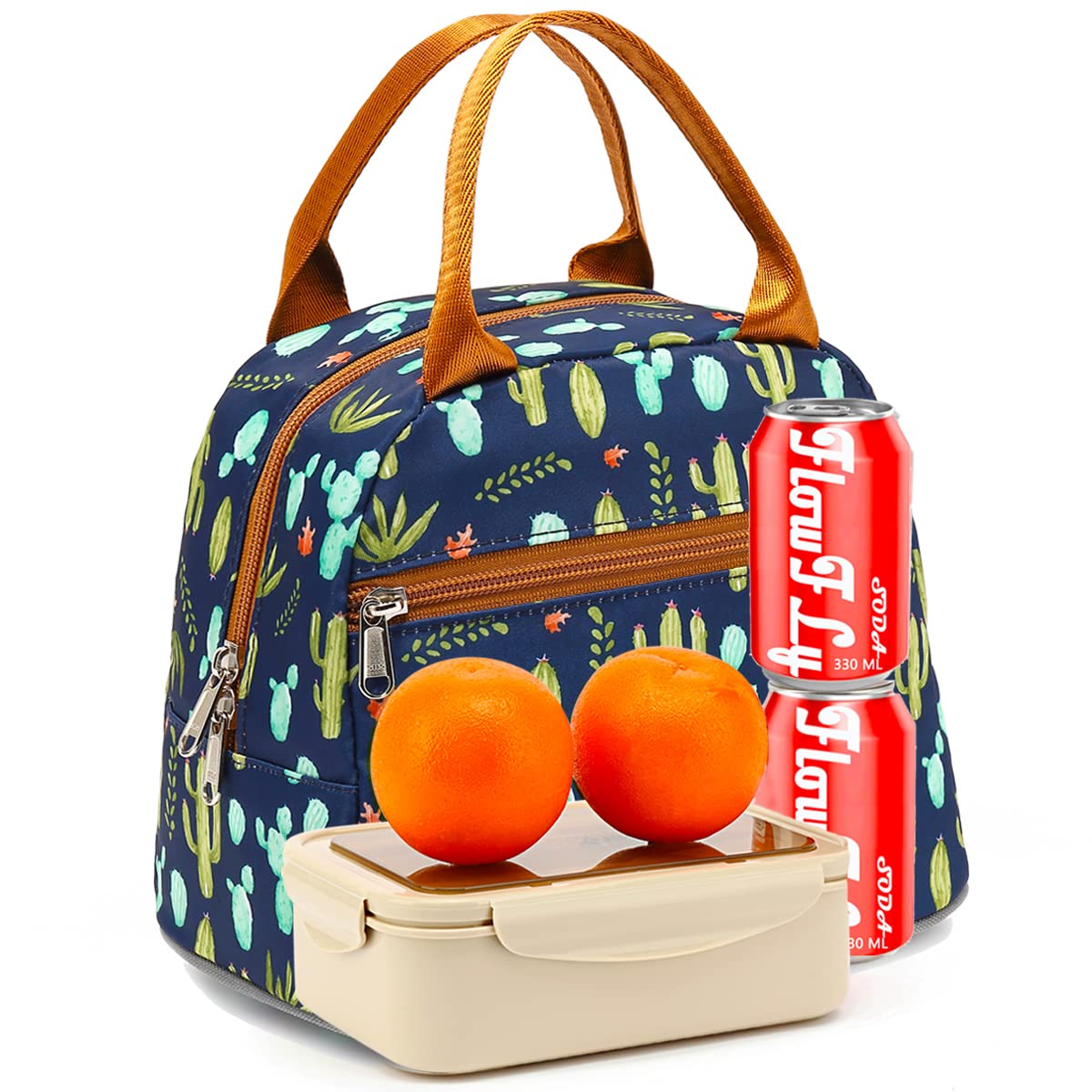 FlowFly Insulated Lunch Cooler Bag - Tote Bag Organizer for Women/Men, Cactus