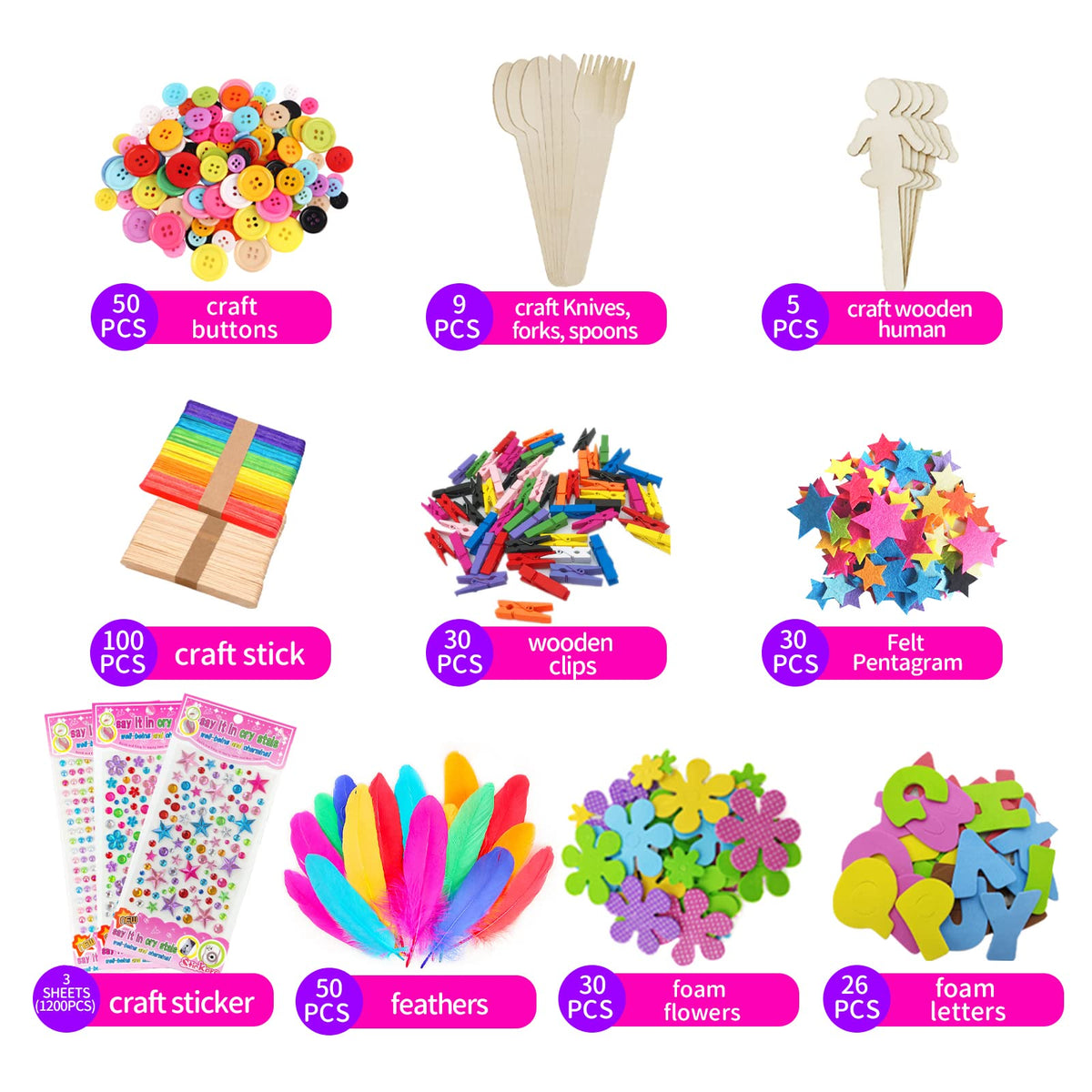 Itopstar 3000 Kids Arts and Crafts Supplies for Kids Crafting Supply in 3 Layered Plastic Art Box All in One Ages 8 9 10 11 & 12 Year Old Girls & Boys Crafting Supply Set