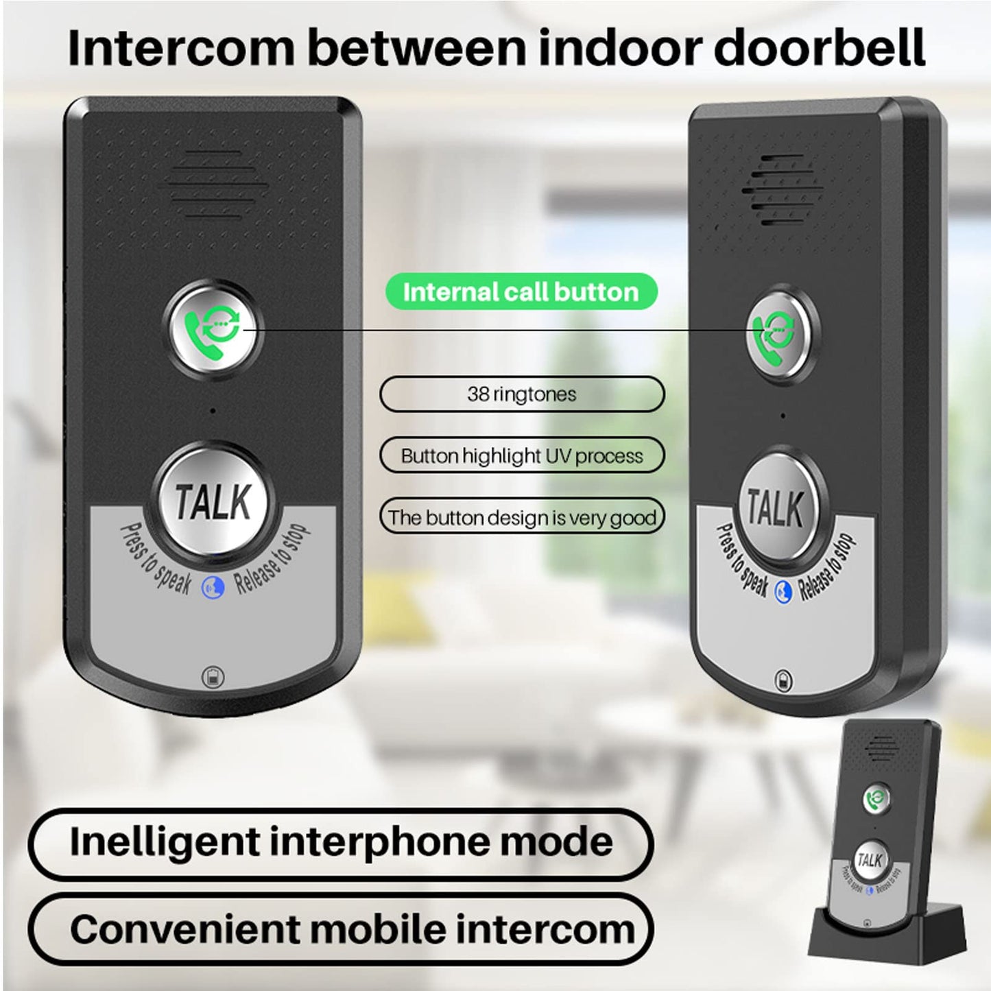 Intercoms Wireless for Home, 1500 Meters 2 Charging Methods Wireless Intercom System Long Range Wireless Doorbell Intercom Doorbell Intercomunicador for Home Security Intercom
